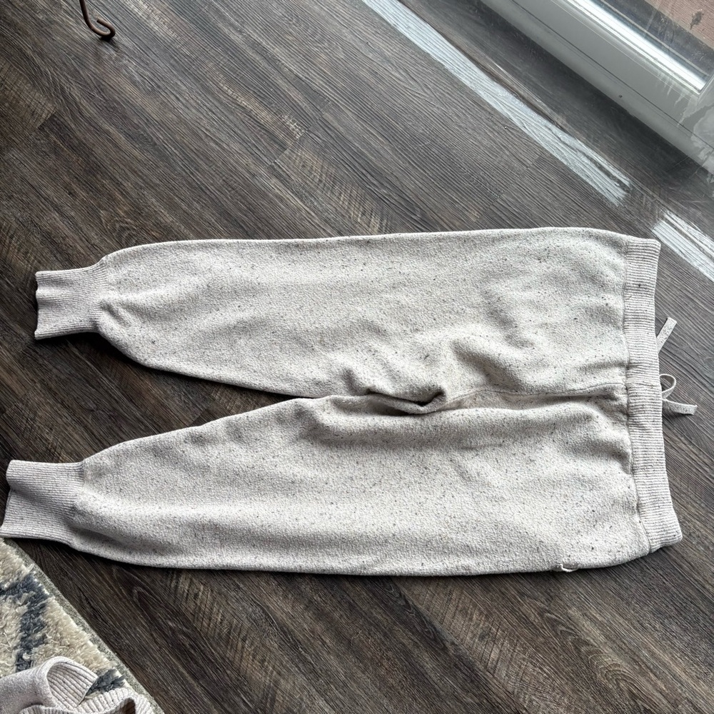 Sweater Set - joggers & v-neck sweater - speckled cream color - cotton blend - Picture 7 of 11